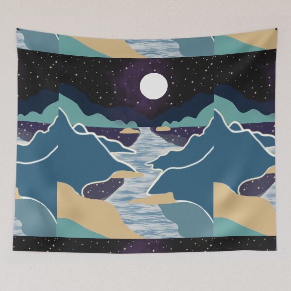 Item preview, Silver lake and serene mountains under starred sky    designed and sold by BHAVANI REDDY.