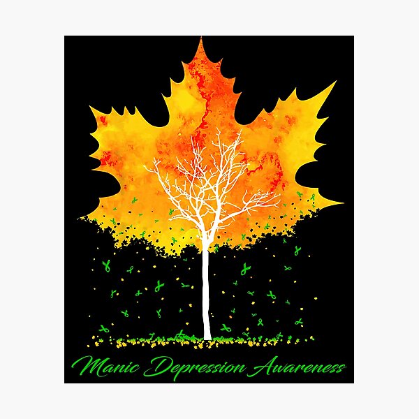 Item preview, Manic Depression Awareness Maple Leaf Autumn Tree Orange Fall Leaves Season designed and sold by Sabfit.