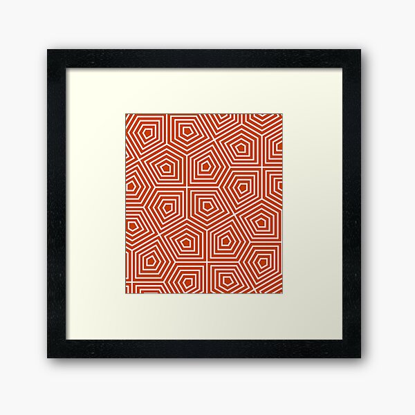 Cairo Pentagonal Tiling Orange White Framed Art Print