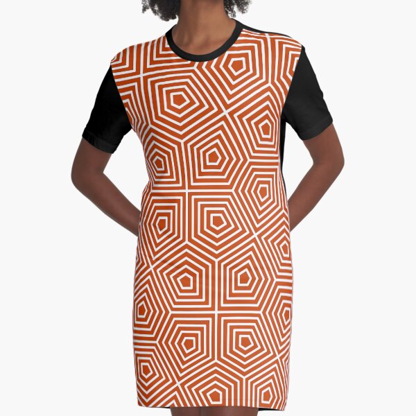 Cairo Pentagonal Tiling Orange White Graphic T-Shirt Dress