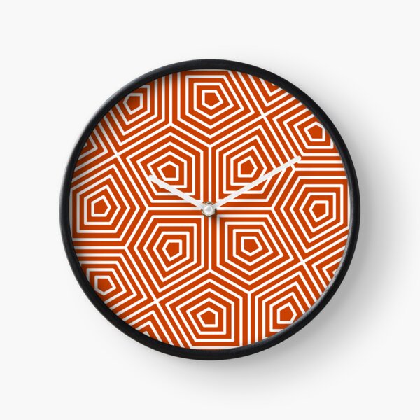 Cairo Pentagonal Tiling Orange White Clock