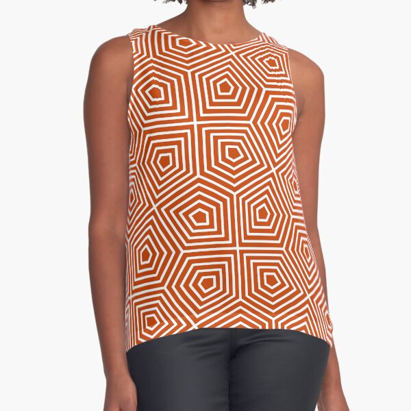 Cairo Pentagonal Tiling Orange White Sleeveless Top