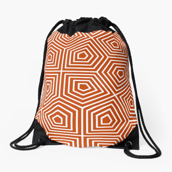 Cairo Pentagonal Tiling Orange White Drawstring Bag