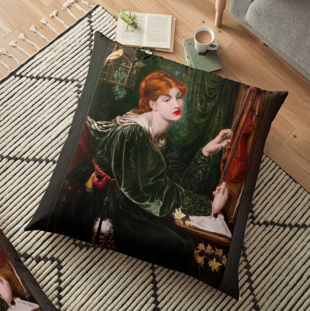 Veronica Veronese by Dante Gabriel Rossetti - Inspiring Artistic Creation 2 Veronica Veronese by Dante Gabriel Rossetti Remastered Xzendor7 Classical Art Old Masters Reproductions Floor Pillow