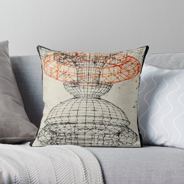 Abstract One of a Kind Steampunk Schematics Vector Graphics Artwork Throw Pillow