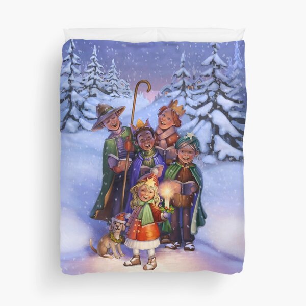 The Christmas Carolers Duvet Cover