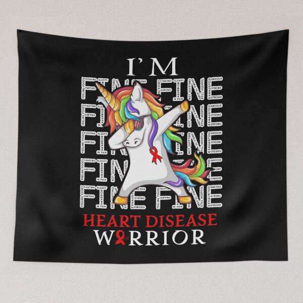 Item preview, Unicorn Heart Disease Warrior I'm Fine Heart Disease Awareness designed and sold by Hatjar.