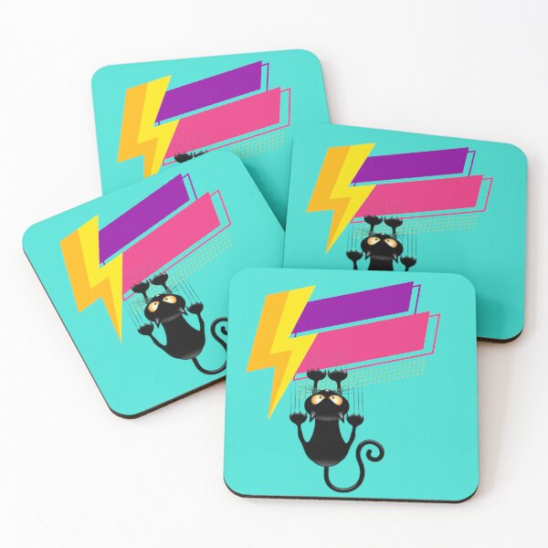 Item preview, Kitty Cat Lightning Of A Terrified Black Cat Holding Onto A Colorful Retro Lightning Bolt, Funny Cat Art For Cat Lovers designed and sold by haRexia.