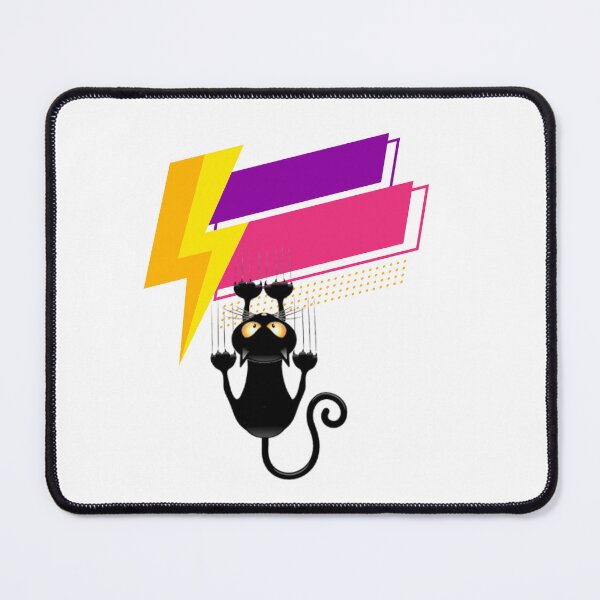 Item preview, Kitty Cat Lightning Of A Terrified Black Cat Holding Onto A Colorful Retro Lightning Bolt, Funny Cat Art For Cat Lovers designed and sold by haRexia.