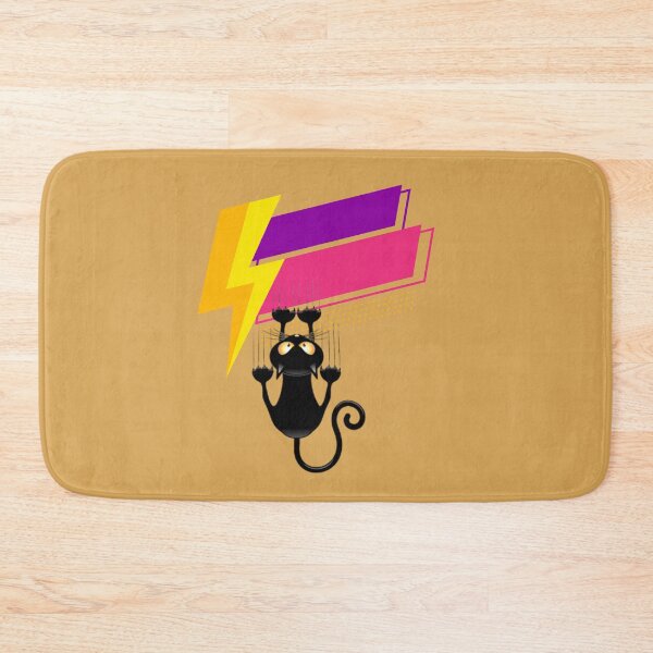 Item preview, Kitty Cat Lightning Of A Terrified Black Cat Holding Onto A Colorful Retro Lightning Bolt, Funny Cat Art For Cat Lovers designed and sold by haRexia.
