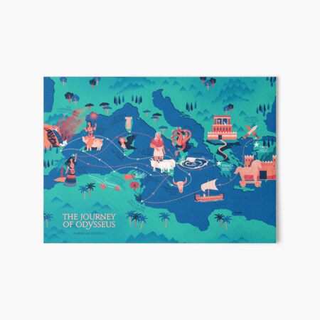 Vista previa del artículo con la obra «Mapa de la Odisea - El viaje de Odiseo», diseñado y vendido por flaroh.