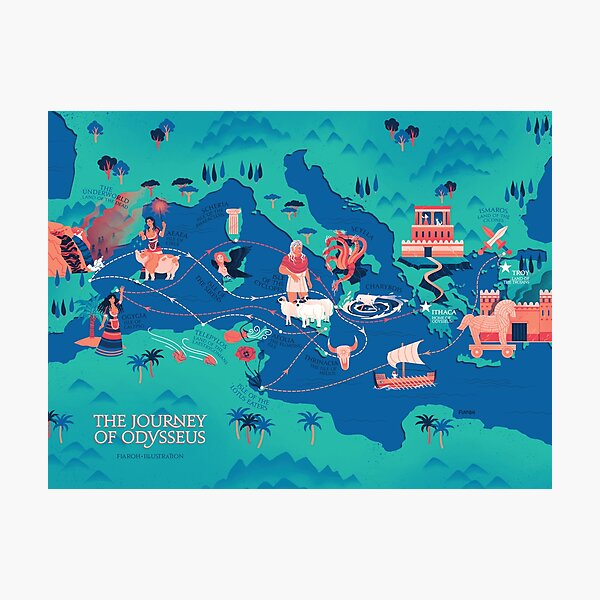 Item preview, Odyssey Map - The Journey of Odysseus designed and sold by flaroh.