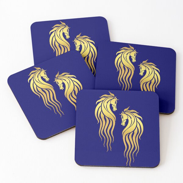 Item preview, Art Nouveau Golden Horse Head pattern - Rohan designed and sold by Kestrelle.
