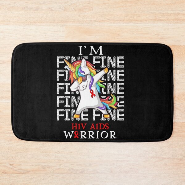 Item preview, Unicorn Hiv Aids Warrior I'm Fine Hiv Aids Awareness designed and sold by Hatjar.