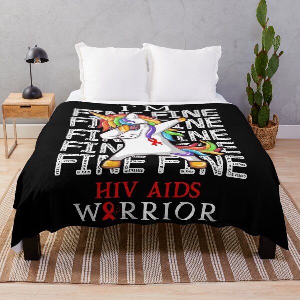 Item preview, Unicorn Hiv Aids Warrior I'm Fine Hiv Aids Awareness designed and sold by Hatjar.