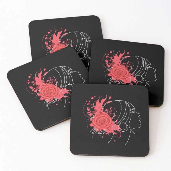 Item preview, Red rose Flowers with a woman line art design  designed and sold by M-Infinite.