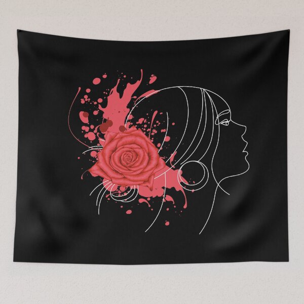 Item preview, Red rose Flowers with a woman line art design  designed and sold by M-Infinite.