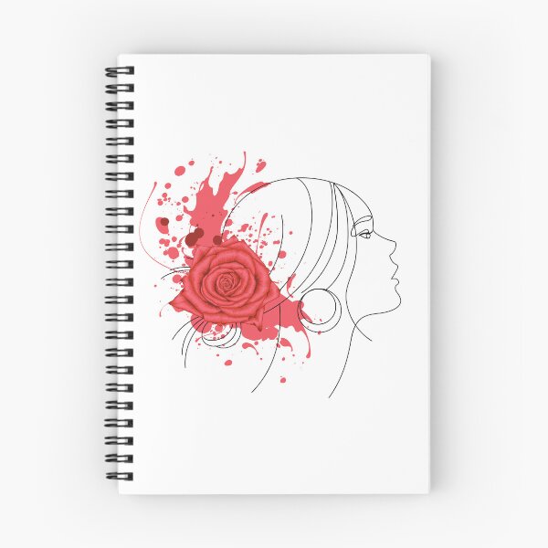 Item preview, Red rose Flowers with a woman line art design with white background designed and sold by M-Infinite.