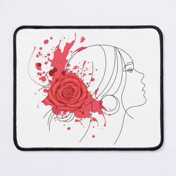 Item preview, Red rose Flowers with a woman line art design with white background designed and sold by M-Infinite.