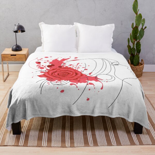 Item preview, Red rose Flowers with a woman line art design with white background designed and sold by M-Infinite.