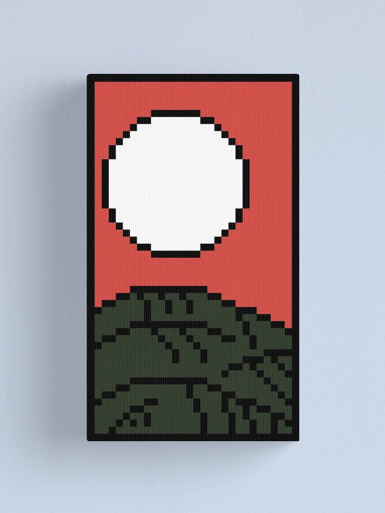 Hanafuda August Hikari Pixel Art Canvas Print