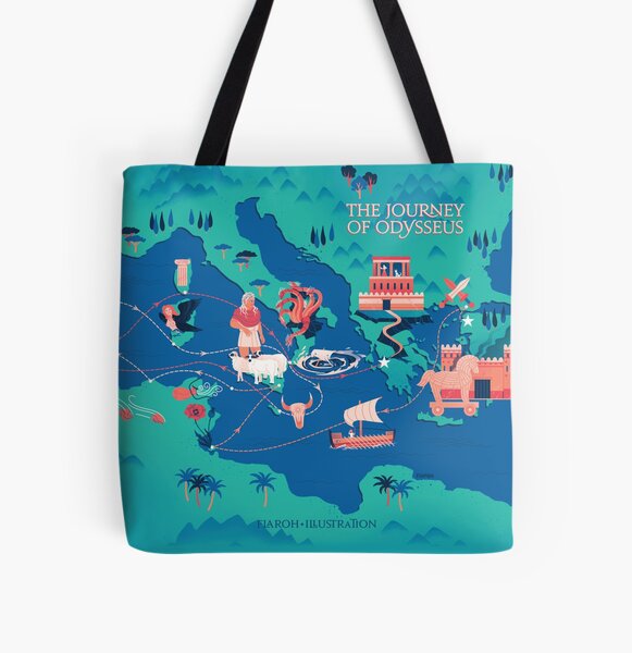 Odyssey Map - The Journey of Odysseus All Over Print Tote Bag