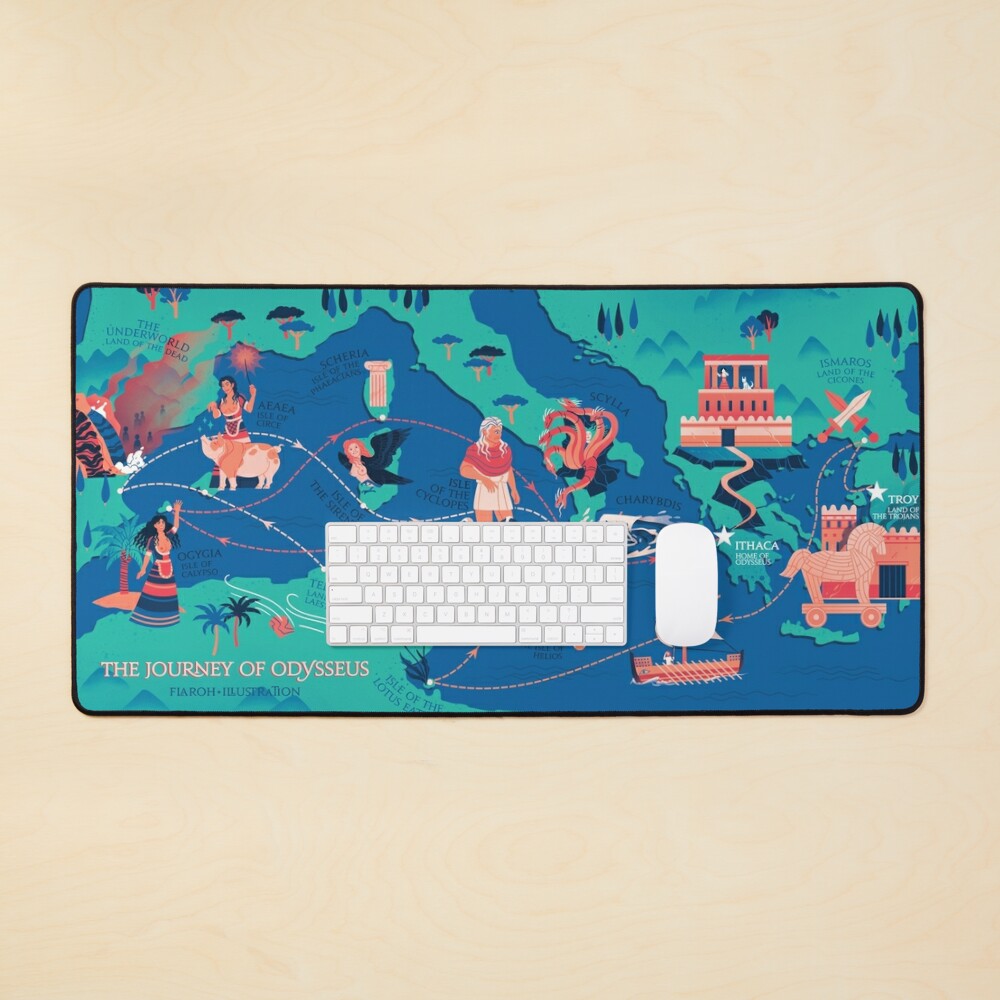 Odyssey Map - The Journey of Odysseus Mouse Pad