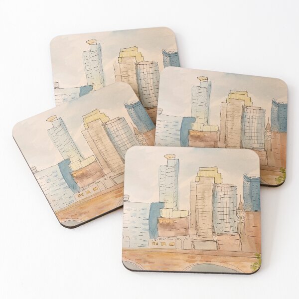 Item preview, Minneapolis Watercolor Skyline designed and sold by heatherandmoss.