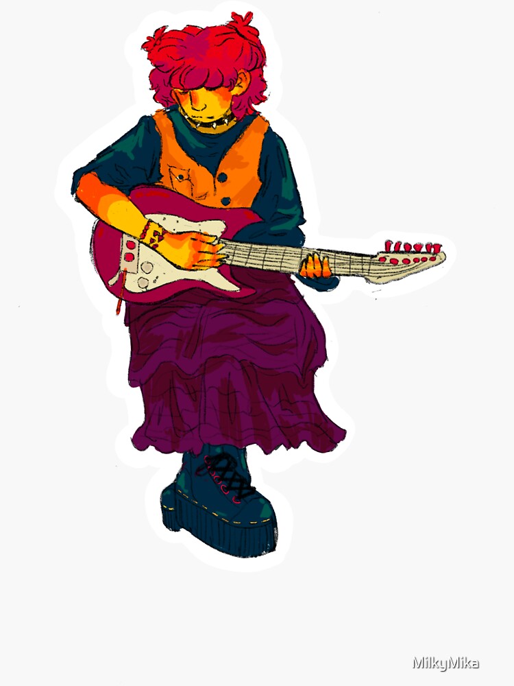 "Pretty Guitar Girl" Sticker For Sale By MilkyMika | Redbubble