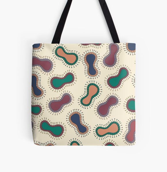 Abstract Molecules on Cream All Over Print Tote Bag