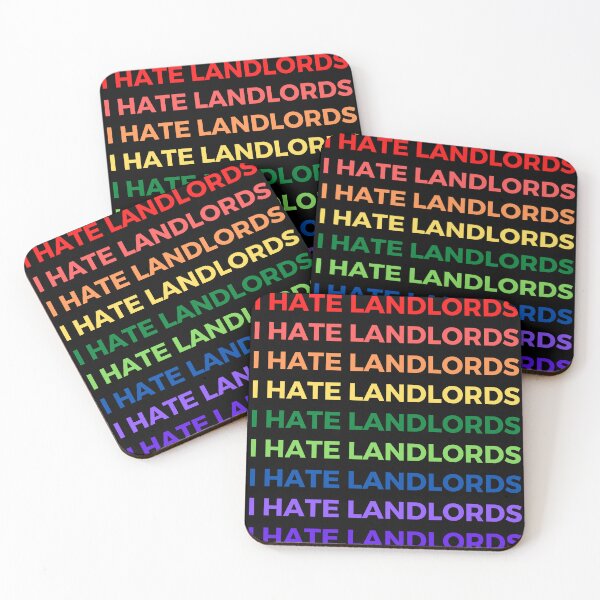 Item preview, I hate landlords - multiple colors and text - roygbiv rainbow colors gay pride designed and sold by Lu &  Partners.