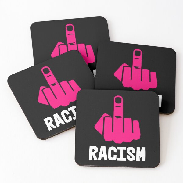 Item preview, F*CK RACISM - censored with middle finger (hot pink white 1) designed and sold by Thelittlelord.