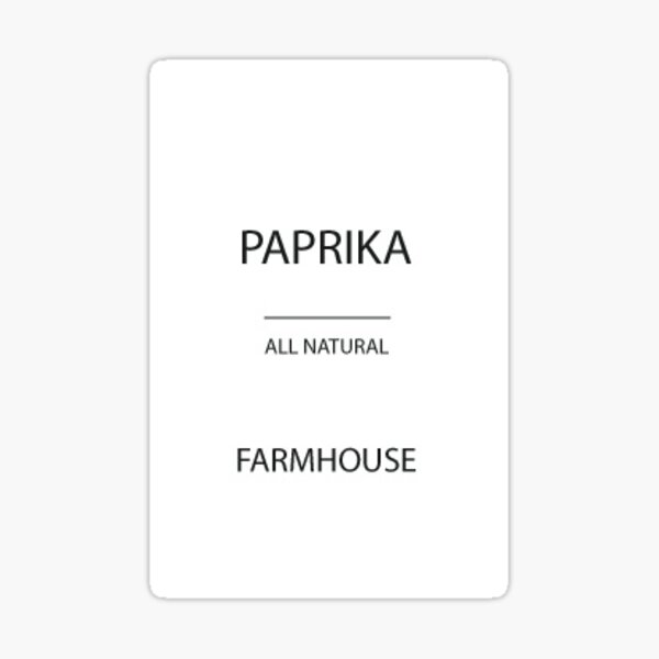 "Paprika Sticker Label Farmhouse Kitchen" Sticker for Sale by ConceptLT Redbubble