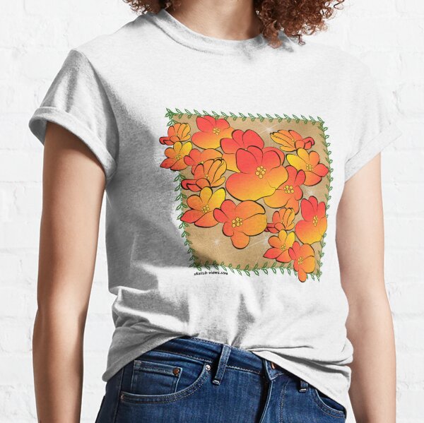 Happy Orange and Yellow Flowers by Karen Little Classic T-Shirt
