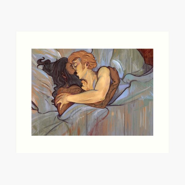 in bed, the kiss Art Print