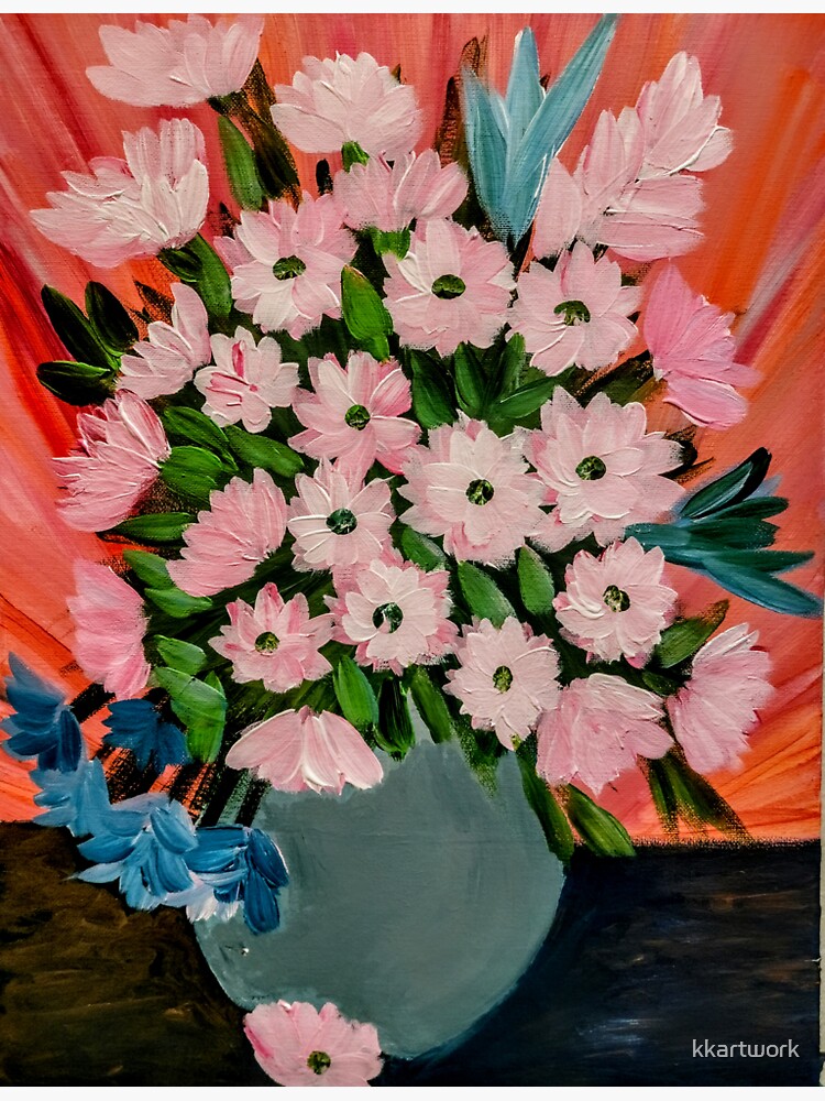 "Some lovely pink flowers in a turquoise vase" Sticker for Sale by