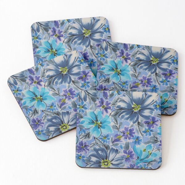 Item preview, Blue Watercolor Flowers designed and sold by Leslie Rogers Todder.