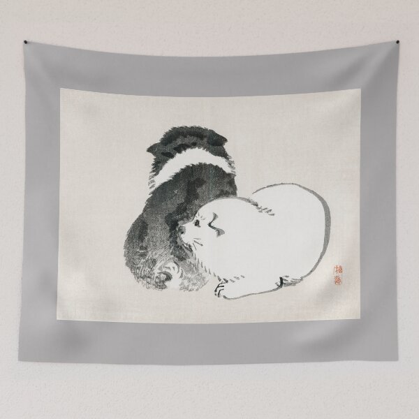 Item preview, CUTE BLACK AND WHITE PUPPIES. KONO BAIREI (1844-1895) designed and sold by metaweb.