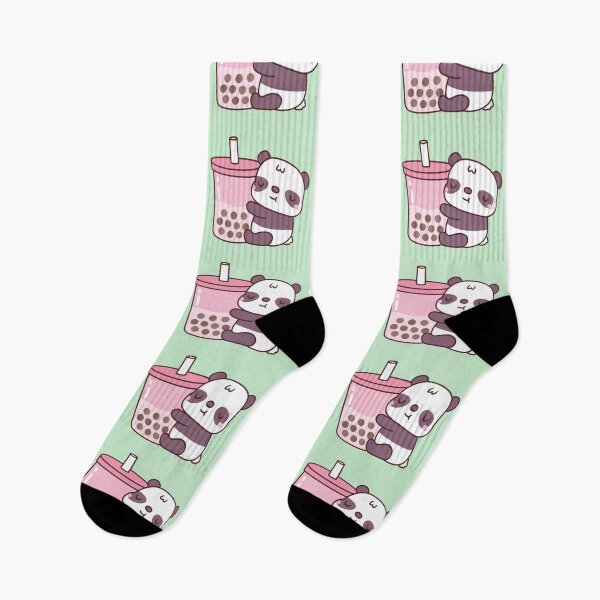 Item preview, Cute Little Panda Hugging Strawberry Milk Tea With Boba designed and sold by rustydoodle.