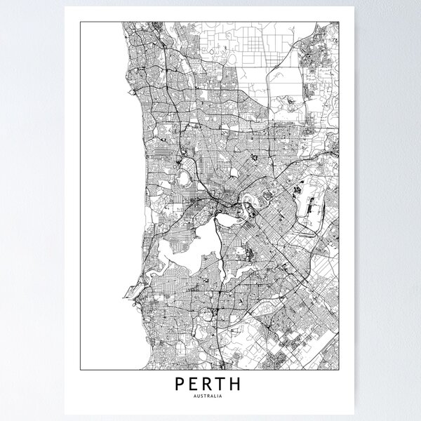 Item preview, Perth White Map designed and sold by multiplicitymap.