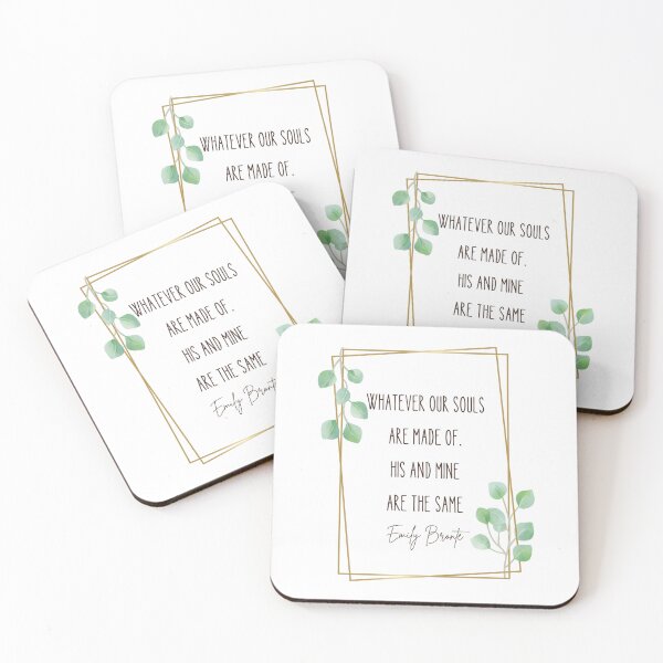 Item preview, Whatever our souls are made of his and mine are the same, Emily Bronte quote with a beautiful boho leaves and gold frame designed and sold by Auntieck.