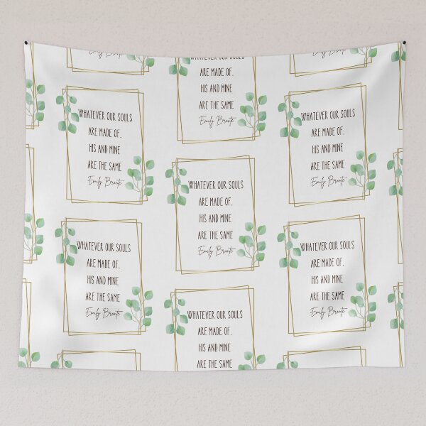 Item preview, Whatever our souls are made of his and mine are the same, Emily Bronte quote with a beautiful boho leaves and gold frame designed and sold by Auntieck.