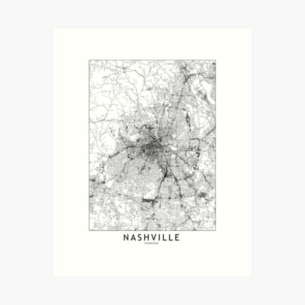 Item preview, Nashville White Map designed and sold by multiplicitymap.