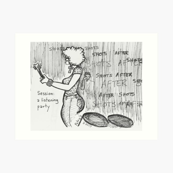 Reportage Sketch: Session: A Listening Party Art Print