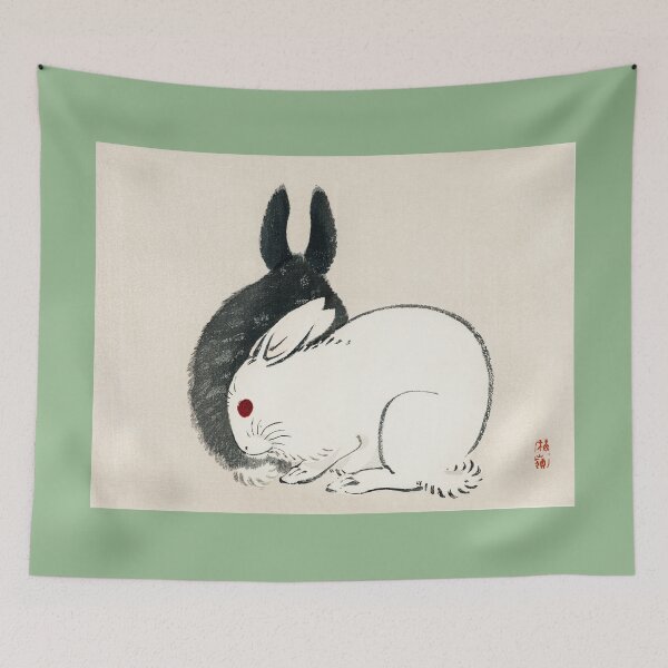 Item preview, CUTE BLACK AND WHITE RABBITS. KONO BAIREI (1844-1895) designed and sold by metaweb.