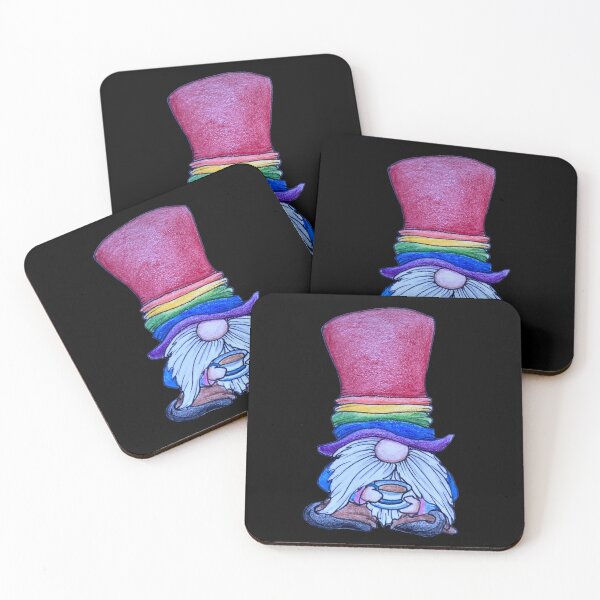 Item preview, Gnome with a rainbow top hat & a cuppa tea designed and sold by SarahCD13.