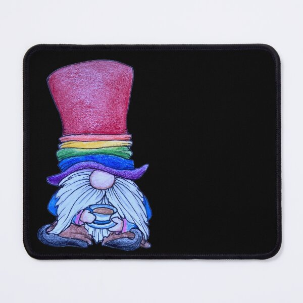 Item preview, Gnome with a rainbow top hat & a cuppa tea designed and sold by SarahCD13.