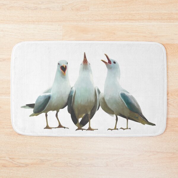 Item preview, Trio of squawking seagulls. Beach theme decor, original artwork. Unique gift. designed and sold by PlumpPlumStudio.