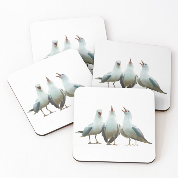 Item preview, Trio of squawking seagulls. Beach theme decor, original artwork. Unique gift. designed and sold by PlumpPlumStudio.
