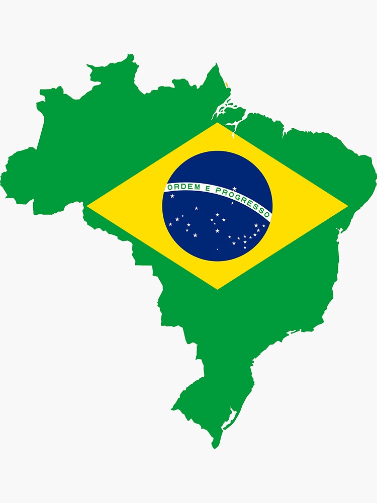 Brazilian Map Flag Sticker For Sale By CacaoDesigns Redbubble   Bg,f8f8f8 Flat,750x,075,f Pad,750x1000,f8f8f8.u3 